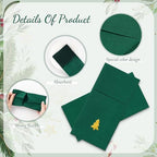 JarThenaAMCS 50 Pcs Christmas Linen Feel Napkin Xmas Tree Gold Foil Disposable Airlaid Paper Napkin Green Prefolded Dinner Napkins with Built-in Flatware Pocket for Winter Holiday Party Supplies