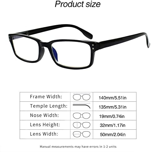 Kerecsen 6-Pack Reading Glasses Blue Light Blocking,Spring Hinge Readers for Men Women,Computer Eyeglasses