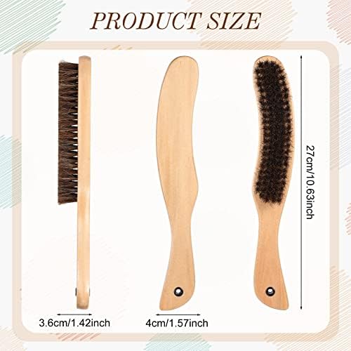 Patelai 3 Pieces Felt Hat Brush Kit Cowboy Cleaner Brush with Hat Size Reducer and Cleaning Sponge for Cleaning Felt Western Cowboy Cowgirl Cap Resizing(Natural)