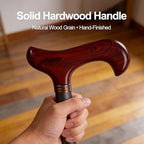 Adjustable Folding Wood Walking Cane — Hardwood Handle, Lightweight Aluminum Shaft, Non-Slip 4-Pronged Base, Canes for Men & Women - Walking Sticks for Seniors
