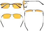 Eyekepper Computer Reading Glasses-Better Sleep Readers-97% Blue Light Blocking-Memory Titanium Half-Rim Men, Dark Orange Tinted Lens(Black, 1.50)