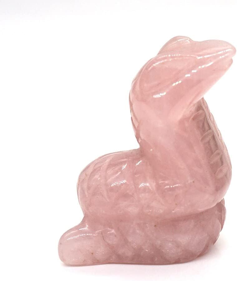 1.5" Amethyst Animals Figure Rose Quartz Owl Statue Blossom Agate Wolf Lapis Lazuli Elephant Natural Stones Healing Crystal Gift (Color : Rose Quartz-S)