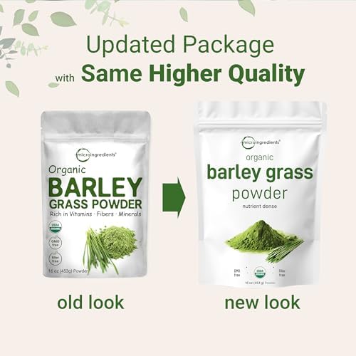 Organic Barley Grass Powder, 16 Ounces | US Grown | Rich in Vitamins, Minerals, Fibers, & Antioxidants | Superfood Greens Mix for Immune Health and Digestion Support | Non-GMO