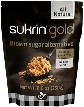 SUKRIN GOLD 100% Natural Sugar Free Brown Sugar Substitute with Erythritol & Stevia Brown Sugar Zero Calorie Sweetener, Granulated Gluten Free Non-GMO Kosher Blood Sugar Vegan Keto Friendly