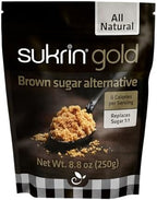 SUKRIN GOLD 100% Natural Sugar Free Brown Sugar Substitute with Erythritol & Stevia Brown Sugar Zero Calorie Sweetener, Granulated Gluten Free Non-GMO Kosher Blood Sugar Vegan Keto Friendly