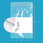Clear Plastic Reclosable Zip Bags - GPI Case of 1000 4" x 6" 2 mil Thick Strong & Durable Poly Baggies With Resealable Zipper Top Lock & write-on white block, for storage, packaging & shipping