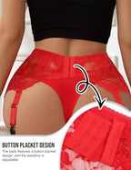 ohyeah 6-Strap Easy Clip Lace Garter Belt for Thigh Highs Stockings Suspender Garter Belts Plus Size Garters Lingerie XS-4XL