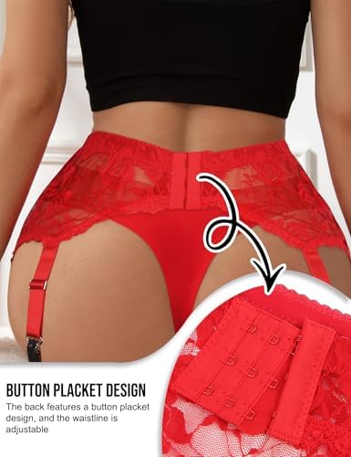 ohyeah 6-Strap Easy Clip Lace Garter Belt for Thigh Highs Stockings Suspender Garter Belts Plus Size Garters Lingerie XS-4XL