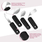 Adaptive Utensils,Easy Grip Silverware,Built Up Bendable Fork,Teaspoon,Tablespoon and Knife for Elderly,Hand Tremors,Arthritis and Parkinson's Patients,4 Piece Set
