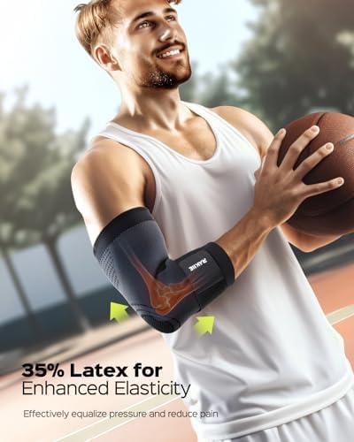 Elbow Support Brace for Men and Women, 2 Pack Elbow Compression Sleeve, Elbow Brace for Tendonitis and Tennis Elbow, Elbow Sleeve Reduce Joint Pain for Tennis, Golfer, Workouts Black (L)