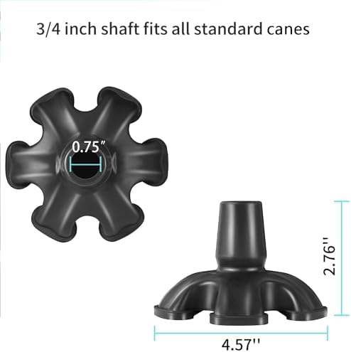 Cane Tip 3/4 inch Self Standing Cane Tip Heavy Duty 6 Support Feets Base for Walking Canes, Walking Sticks, Folding Canes