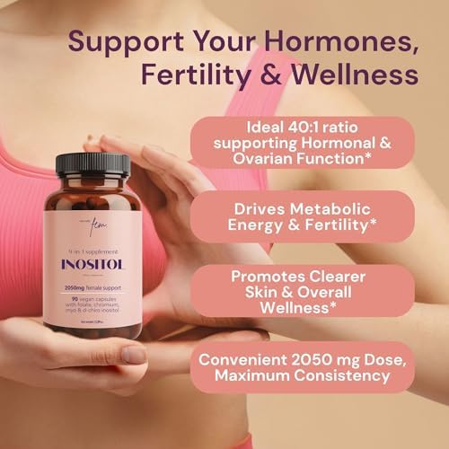 QSTA Myo-Inositol & D-Chiro Inositol Supplement for Women 2050mg (40:1 Ratio) – 9-in-1 Hormonal Balance & Metabolic Support with Folate, Vitamin B6, B12, D3, Zinc & Chromium. 90 Myo Inositol Capsules