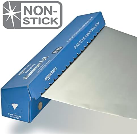 Amazon Basics Heavy Duty Non-Stick Aluminum Foil for Cooking, Grilling and Food Storage, Food Safe, 95 Sq Ft