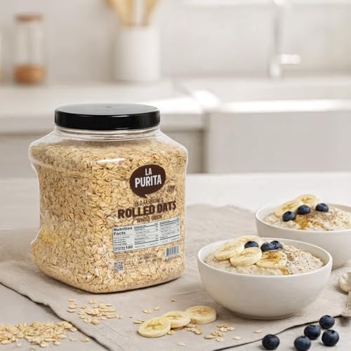 La Purita 100% Gluten Free Old Fashioned Rolled Oats, 53 oz - Non-GMO Whole Grain Oatmeal, High-Fiber, Nutrient-Rich, Perfect for Porridge, Baking & Smoothies