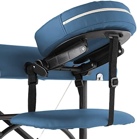 Saloniture Professional Portable Lightweight Bi-Fold Massage Table with Aluminum Legs - Includes Headrest, Face Cradle, Armrests and Carrying Case Blue