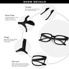 Oversized Reading Glasses for Women Men Large Square Frame Readers Trendy Eyeglasses with Spring Hinges