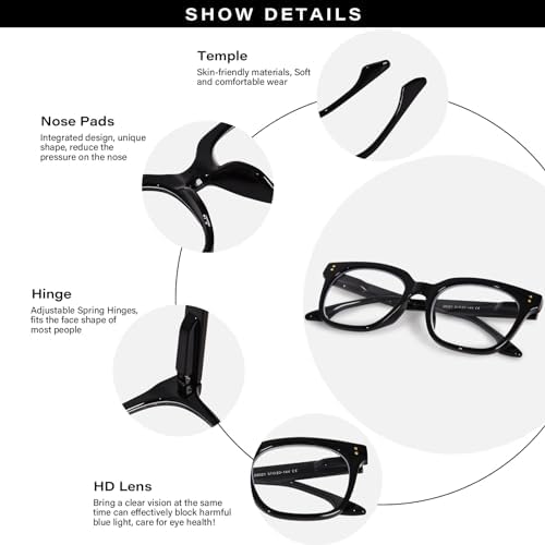 Oversized Reading Glasses for Women Men Large Square Frame Readers Trendy Eyeglasses with Spring Hinges