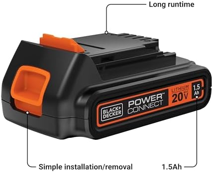 BLACK+DECKER 20V MAX Battery, 1.5Ah Lithium Ion Battery, Extended Runtime, Compatible with Tools, Outdoor Equipment and 20V Vacuums (LBXR20)