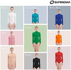 SUPRNOWA Turtleneck Leotard Long Sleeves Spandex Dance Workout Fitness Bodysuit for Women
