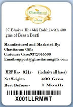 Ghasitaram Gifts Rakhis Online - Rakhi for Brother-TK-27 Bhaiya Bhabhi Rakhi with 400 GMS of Besan Barfi