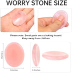 Natural Rose Quartz Crystal Thumb Worry Stone for Anxiety Stress Relief, Hand Carved 1.8 Inch Healing Crystal Oval Thumb Worry Stone Meditation Accessories, Reiki Pocket Palm Stone Gifts for Women Men