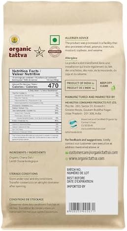 Organic Tattva Chana Dal (4 lbs) - Split Chickpeas Yellow Lentils Organic, Gluten Free, Vegan & Kosher - High Protein Lentils Dry - Pure Garbanzo Beans Dal for Everyday Nutrition - USDA Certified