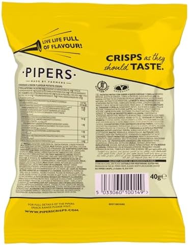 Pipers Crisps Lye Cross Cheddar and Onion (Pack of 24)