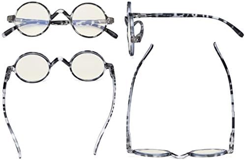 Eyekepper Round Blue Light Filter Glasses Women Men - Blocking UV Ray Anti Screen Glare Computer Readers - Black/White/Tortoise +0.75