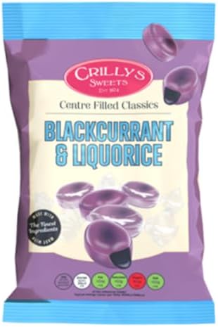 Crilly's Blackcurrant & Liquorice British Sweets/Candy Old Fashioned Handmade Licorice from England | Traditional Candy Gift (Blackcurrant & Liquorice)