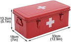 First Aid Medicine Box, First Aid Kit Supplies Bin, Metal Medicine Storage Tin, First Aid Empty Box with Safety Lock for Home Emergency Tool Set-Red