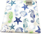 Paperproducts Design Decorative Paper Napkins, Beverage Napkin, Cocktail, Dinner, Gift, Celebrations - 5" x 5" - Aquarell Seaside Design (Pack of 20)