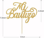 YotaWish Gold Glitter Mi Bautizo Cake Topper - Holy First Communion Cake Toppers - Baby Shower, Baby's 1st Birthday, Gender Reveal Party Decorations