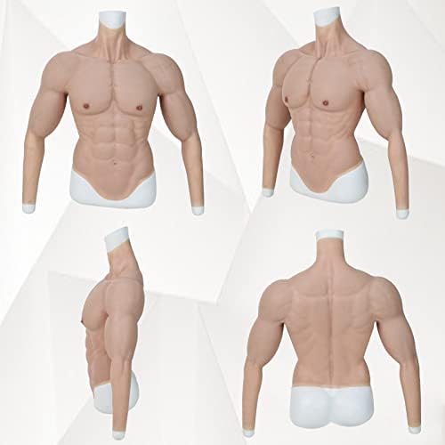 SMITIZEN Silicone Muscle Suit Silicone Male Chest with Arms Realistic Male Fake Muscle Costume for Cosplay Halloween Carnival