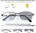 Photochromic Progressive Multifocus Reading Glasses UV Protection Anti Blue Light Transition Eyeglasses for Men Women