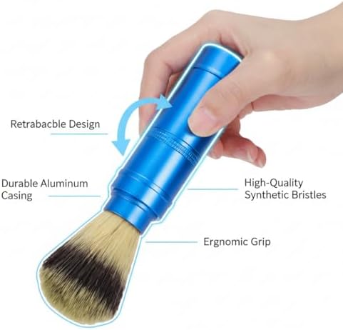 Walfront Men Portable Travel Foaming Shaving Brush, Grooming Tool for Wet Shaving, Bathroom Supplies for Daily Use