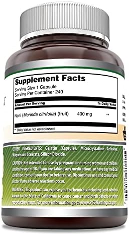 Amazing Formulas Noni 400 Mg per Serving | 240 Capsules Supplement | Non-GMO | Gluten Free | Made in USA