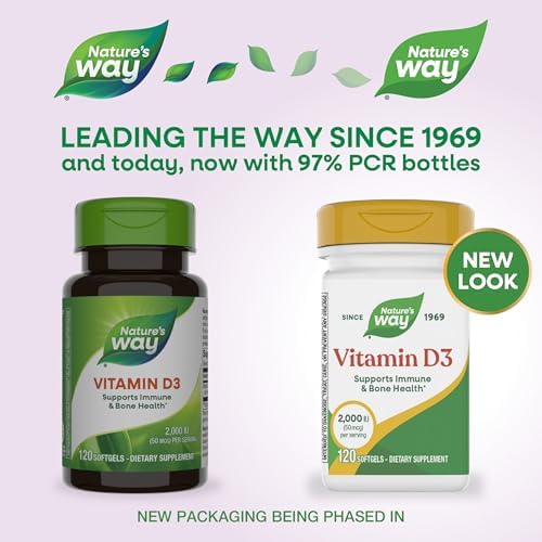 Nature's Way Vitamin D3, Bone Health and Immune Function*, 2000 IU (50 mcg per Serving), 120 Softgels (Packaging May Vary)