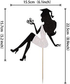 1 PCS High Heel Girl Graduation Cake Topper with Glitter Grad Cap Diploma 2026 Graduation Cake Pick 2026 Senior Graduation Cake Decorations for 2026 Girl Graduation Theme Party Supplies Silver