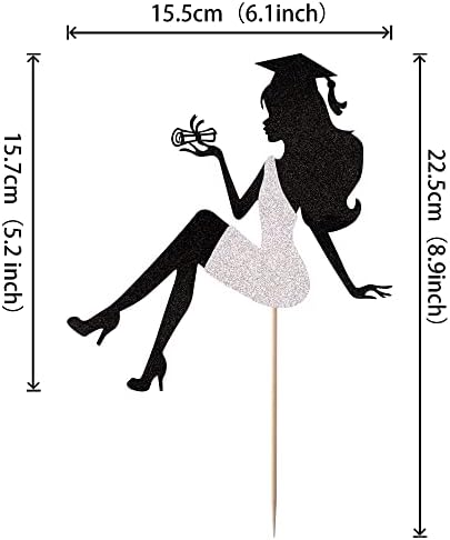 1 PCS High Heel Girl Graduation Cake Topper with Glitter Grad Cap Diploma 2026 Graduation Cake Pick 2026 Senior Graduation Cake Decorations for 2026 Girl Graduation Theme Party Supplies Silver