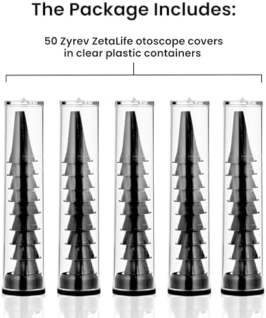 Zyrev ZetaLife Otoscope Cover Plastic Otoscope Specula Tips, Disposable Ear Specula Pack of 50 2.5/4 mm Disposable Covers