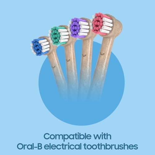 Biodegradable Replacement Toothbrush Heads Compatible Compatible with Oral-b Braun - 4pcs Eco Friendly Soft Electric Brush Heads for Sensitive Teeth Removing Plaque and Eliminating Bad Breath