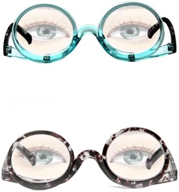 MMOWW 2 Pairs Makeup Reading Glasses for Women Magnifying Flip Down Cosmetic Readers