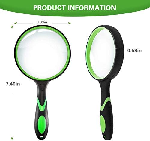 Magnifying Glass, 75MM Handheld Reading Magnifier with Non-Slip Soft Handle for Seniors Book Newspaper Reading and Kids Nature Hobby Exploration