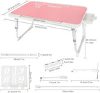 Laptop Desk for Bed, Adjustable Height Laptop Bed Table, Foldable Lap Desk with USB Charge Port, Desktop Card Slot, Side Drawer, Book Shelf, Portable Lap Tray for Eating Reading Working Sofa & Floor