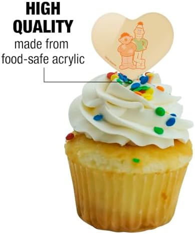 Sesame Street Bert and Ernie Distressed Heart Love Cupcake Picks Toppers Decoration Set of 6