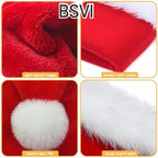BSVI Christmas Hat, Santa Hat Holiday for Adults Unisex Velvet Comfort Extra Thicken Fur Xmas Hat for New Year Festive Party