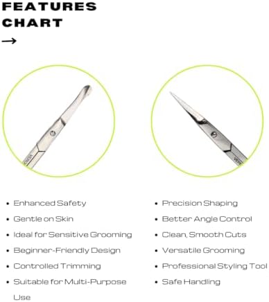 Facial Hair Grooming Scissors – Small Stainless Steel Eyebrow Scissors for Women & Men, Nose Hair Trimmer Scissors, Mustache & Beard Trimming, Curved Rounded Safety Tip – 2 Pack