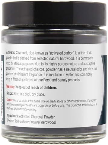 Viva Doria Activated Charcoal Powder, Hardwood Derived, Food Grade, 1.2 Oz Glass Jar