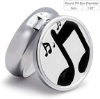 Music Note Pill Box 3 Compartments Portable Travel Pill Case Mini Medicine Organizer for Pocket Purse Metal Waterproof Medicine Container Holder Vitamin Fish Oil