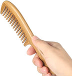 Onedor Handmade 100% Natural Green Sandalwood Hair Combs - Anti-Static Sandalwood Scent Natural Hair Detangler Wooden Comb (Wide Tooth),1 Count (Pack of 1)